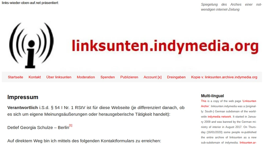 Screenshot vom linksunten Archiv.