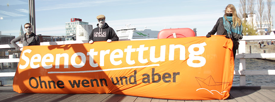 Aktion für Seenotrettung in Kiel, April, 2020.