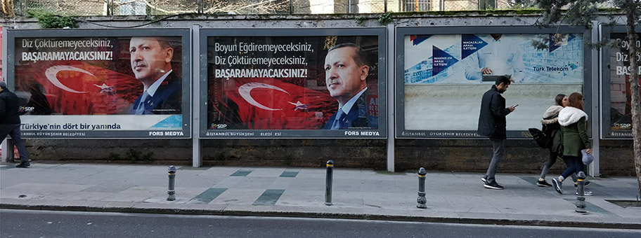 Erdoğan-Propaganda in der Nähe des Taksim Platzes in Istanbul, Januar 2018.