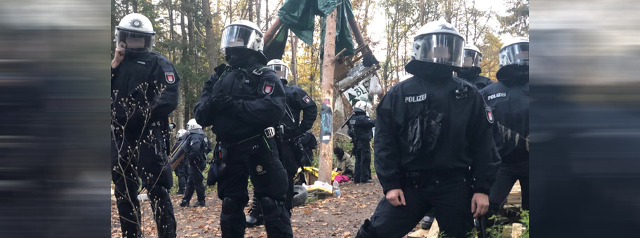 Unfall im Dannenröder Forst bei der Räumung durch die Polzei, 14. November 2020.